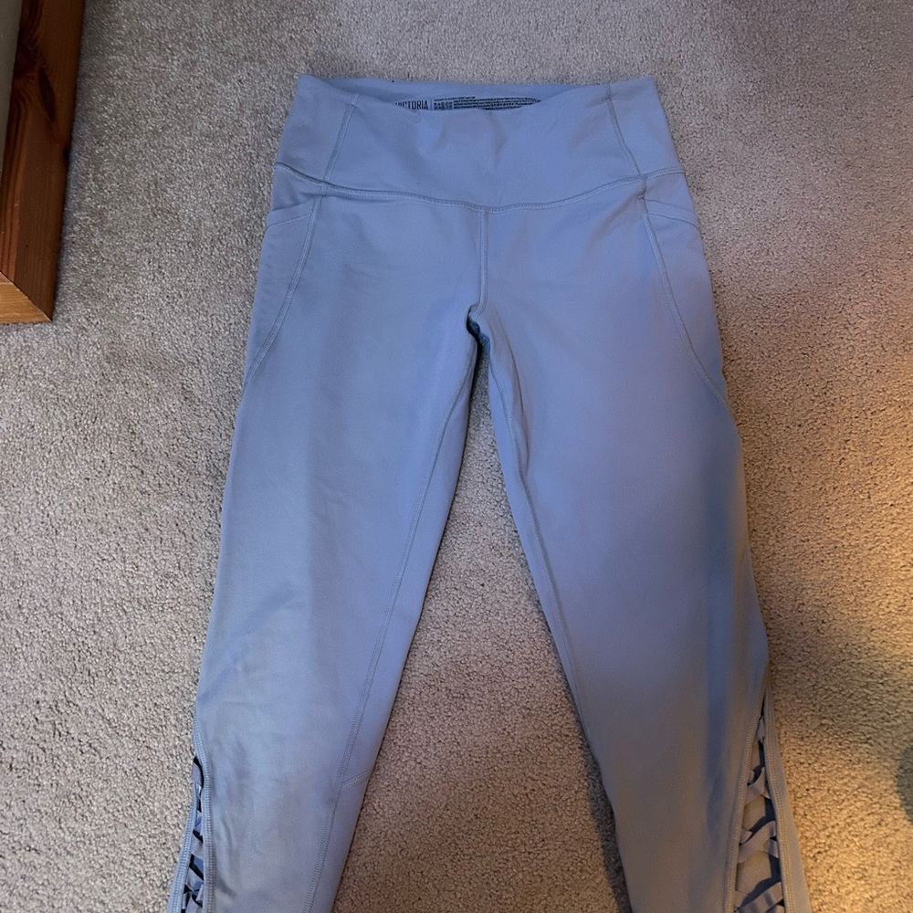High-Rise Lavender Workout Leggings with Side Lattice